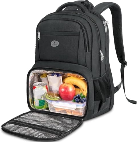Image of MATEIN 17 Inch Laptop Backpack with Lunch Compartment, TSA Large Travel Rucksack for Men Women with Laptop Compartment, Water Resistant Work Bag with Padded Straps for School Backpack, Black