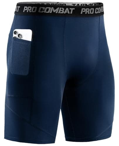 Image of Niksa Compression Shorts Men Gym Running Sports Anti Chafing Underwear Base Layer Shorts Sports Undershorts Quick-Drying Fabric Men’s Workout Shorts, Navy Blue, M