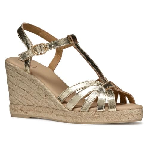 Image of Geox Women's D GELSA A Wedge Sandal, Lt Gold, 5 UK