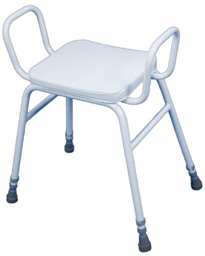 Image of Aidapt Height Adjustable Perching Stool With Padded Seat and Safety Arms For Elderly for Users with Limited Mobility