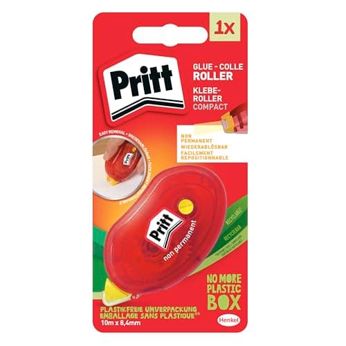 Image of PRITT Roller de Colle Compact, Colle repositionnable, résultat Ultra propre - 10 m de Bande, largeur 8,4 mm
