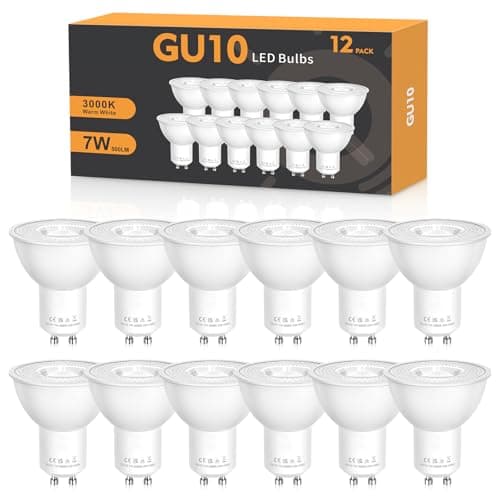 Image of QNUJN GU10 LED Bulbs, Warm White 3000K LED Light Bulbs,7W 500lm Energy Saving GU10 Bulbs,50W Halogen Spotlight Equivalent,38° Beam Angle, Non-Dimmable, for Home Lighting Decor 12 Packs
