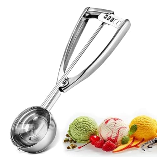 Image of Ice Cream Scoops with Easy Trigger - Large Sized (6.3cm) 304 Stainless Steel Cookie Scoop for Meatballs, Mellon Balls, Mashed Potatoes and Muffins