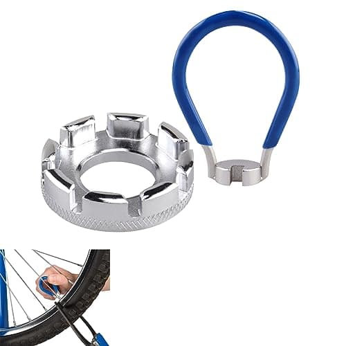 Image of Gunwon 2 Pcs Bicycle Spoke Wrench Tool, Spoke Key Spanner 6 in 1, Bicycle Wheel Spoke Truing Tool for Bike Wheel Cycle Wrench 10-15 Gauge for Adjust Cycling Wheel Tension(Silver+Blue)