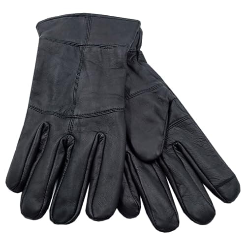 Image of Mens Touchscreen Leather Gloves Thinsulate Lined Thermal Winter Driving Outdoor, Black, M-L