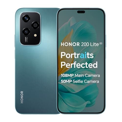 Image of HONOR 200 Lite, Unlocked Mobile Phones, 5G Smartphone, 8GB+256GB, 6,7” Anti-Drop AMOLED Display, 108MP Triple Rear Camera, 50MP Front Camera, Dual SIM, 2 Year Manufacturer Warranty, Android 14, Cyan