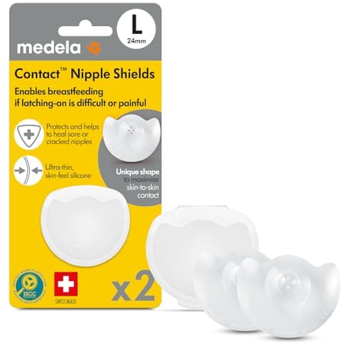 Image of Medela Silicone Contact Nipple Shields, Soft Ultra-Thin Design, Made Without BPA, 1 Pack of 2 Shields (24 mm) and Case