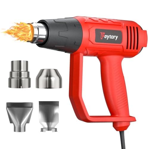 Image of Heat Gun 2000W, Professional Electric Hot Air Gun Dual Temperature Settings 60℃-600℃ and Overload Protection with 4 Nozzles, for Shrinking PVC, Crafts, Paint Stripping, Car Film, Embossing