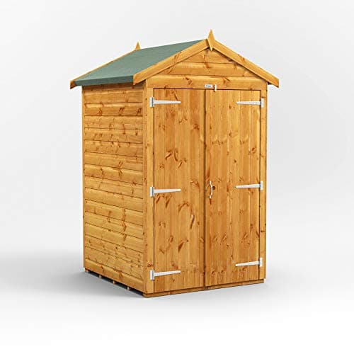 Image of Power Sheds wooden shed. 4x4 apex windowless wooden garden shed. Double door tool shed 4 x 4.