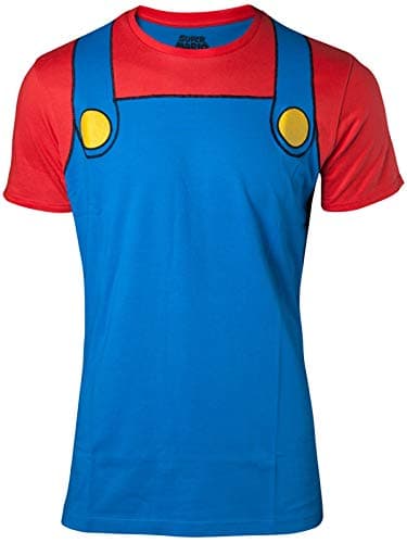 Image of Nintendo TS280303NTN-2XL - Super Mario Bros. Mario Novelty Cosplay T-Shirt, Male, Extra Extra Large, Multi-colour (TS280303NTN-2XL)
