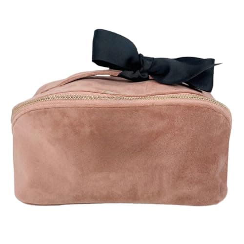 Image of Bag-all Makeup Bag for Women | Cosmetic Bag Organizer for Girls | Makeup Pouch for Traveling | Toiletry Bags for Women | Make Up Travel Pouches | Pink Velvet