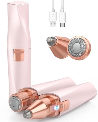 Image of Eyebrow & Facial Hair Trimmer for Women: 2 in1 Rechargeable Facial Hair Removal and Eyebrow Shaver, Painless Shaving with Built-in LED Light - Perfect for Face, Lips, and Body