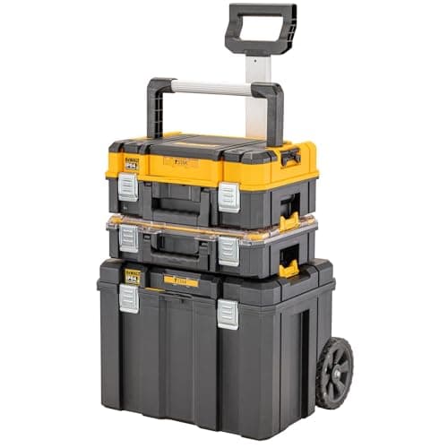 Image of TSTAK™ 2.0 Mobile Box Bundle, includes a shallow box with organiser top, organiser and mobile storage unit