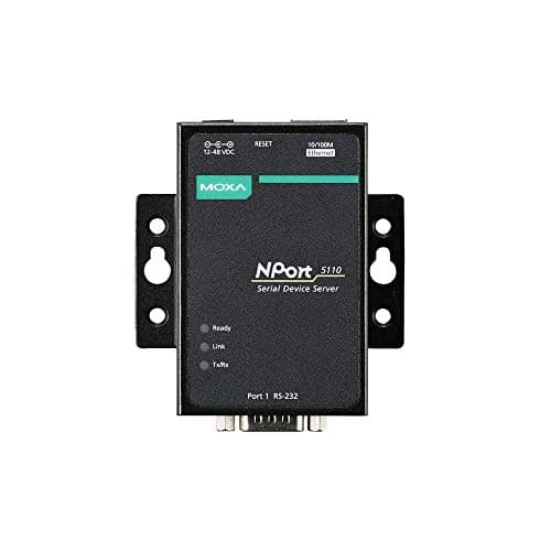 Image of MOXA NPort 5110-1 Port Serial Device Server, 10/100 Ethernet, RS232, DB9 Male