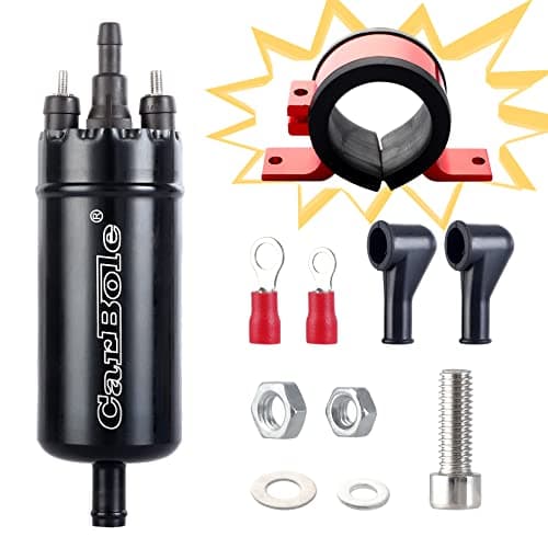 Image of CarBole Universal Inline Extern Fuel Pump Fits 0580464070,High Pressure Petrol Pump With Shock Mount,Up to 250bhp,Engine Fuel Tank Pump,Black