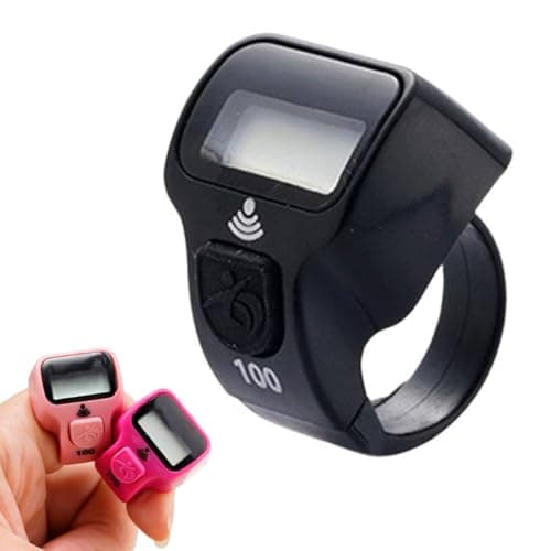 Image of Digital Finger Tally Counter, Tasbeeh Counter Finger Ring Electronic Digital Tasbeeh Tasbih Tally Counter Timer Beads for Islam Muslim Prayer Golf Scoring (Black)