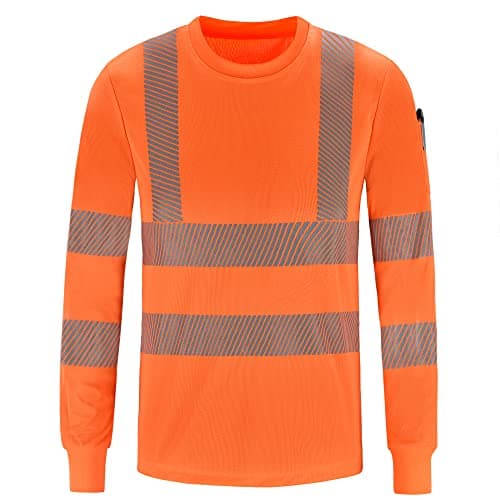 Image of AYKRM High Vis Long Sleeve Top - Hi Vis Safety Work T Shirt Orange (XS-8XL)