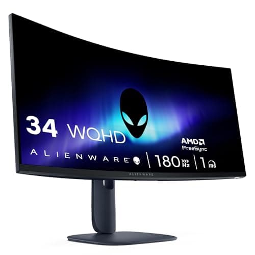 Image of Alienware 34 Gaming Monitor - AW3425DWM, WQHD (3440x1440), 21:9 1500R Curved, 180Hz, VA, 1ms, AMD FreeSync Premium, VESA AdaptiveSync, 95% DCI-P3, HDR400, DisplayPort, 2 HDMI, 3 USB, 3 Year Warranty