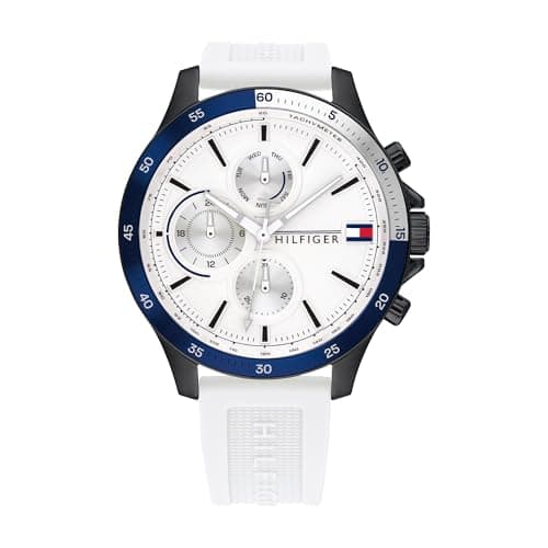Image of Tommy Hilfiger Analogue Multifunction Quartz Watch for Men with White Silicone Bracelet - 1791723