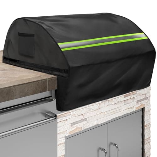 Image of Built in Grill Cover for Viking Series 5 Burner 54 inch - Heavy Duty 600D Waterproof with Reflective Strips and Plush Lining,Protects The Built in Grill While Enhancing its Visual Appeal,Black