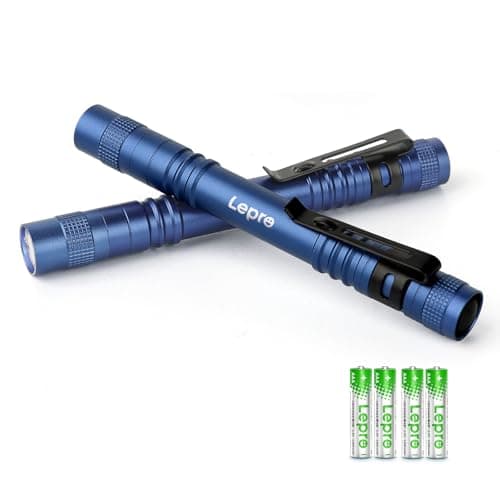 Image of Lepro LED Torch Battery Powered, 2 Pack Pen Torch with Clip - Small Flightlight, 3 Modes, IP44 Waterproof for Inspection, Work, Repair and Nurses (Batteries Included), Blue