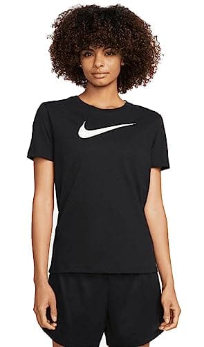 Image of NIKE FD2884-010 W NK DF TEE Swoosh T-Shirt Women's Black/White Size 2XL