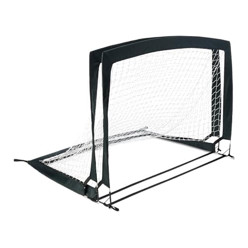 Image of Amazon Basics Portable Pop Up Soccer Goal Net for Backyard Practice Training with Carry Bag, 1.21 x 0.91 m, 2 pack, Black