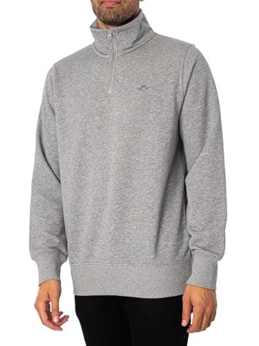 Image of GANT Mens Half Zip Sweatshirt - Grey 093 - S
