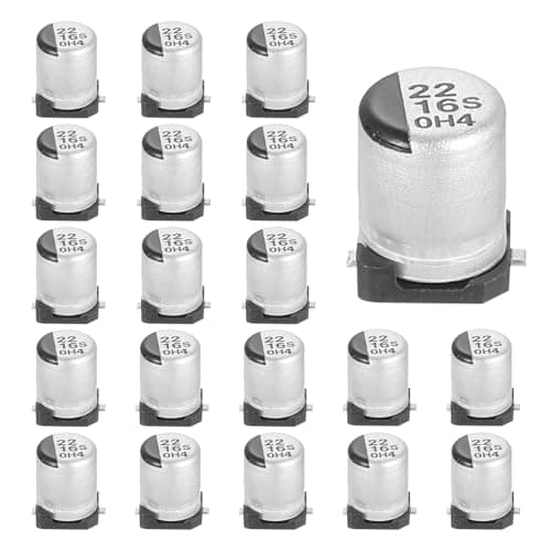 Image of sourcing map 22uF 16V Aluminum Electrolytic Capacitors, Low Impedance Surface Mount Device Electrolytic Capacitor for TV Computer Circuit Board DIY Electronic Projects, 4x5.4mm, 20pcs
