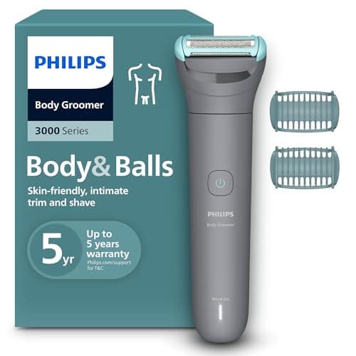 Image of Philips Body Groomer 3000 Series - Trimmer for Men with Triple Protect Shave System, Intimate Trim & Shave, Close and Smooth on Skin, 100% Showerproof, 80 Min. Runtime, Model BG3480/15