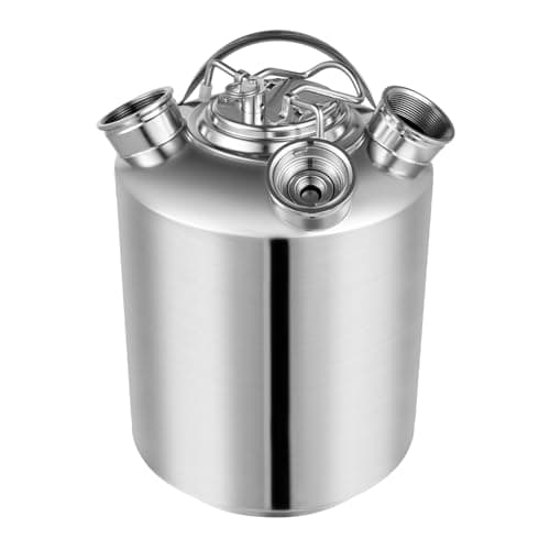 Image of 10L Stainless Steel Cleaning Container Cleaning Keg, 10L 304 Stainless Steel Multi Spear Sanitary Cleaning Can,Silver Beer Cleaning Barrel with 3 Head Cleaning Container Lid Hotel Bar, Pub