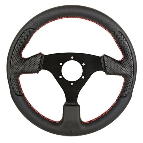 Image of Steering Wheel 13'' 32CM Flat Red Stitching Car Racing Sport Rally PC Game Driving Simulator Steering Wheel
