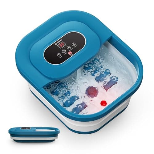 Image of COMFIER Foot Spa Massager with Heat, Foot Bath with Heater, Bubbles, Vibration, Temperature Control, Pedicure Pumice Stone, Smart Timer, Blue