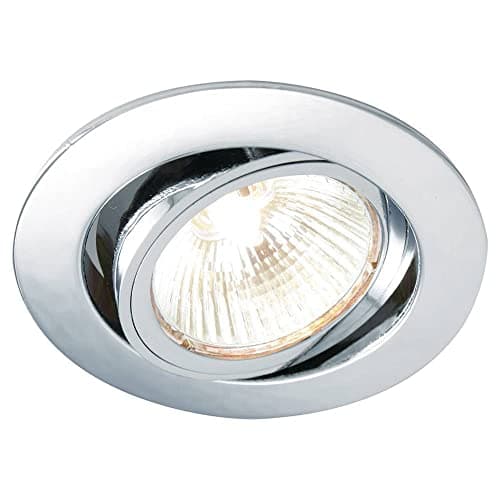 Image of National Lighting Recessed Lighting - Mains Powered LED Spot Lights Downlights for Ceiling - IP20 Rated GU10 Fitting for Halogen or LED - Chrome Finish, Adjustable Tilt Version
