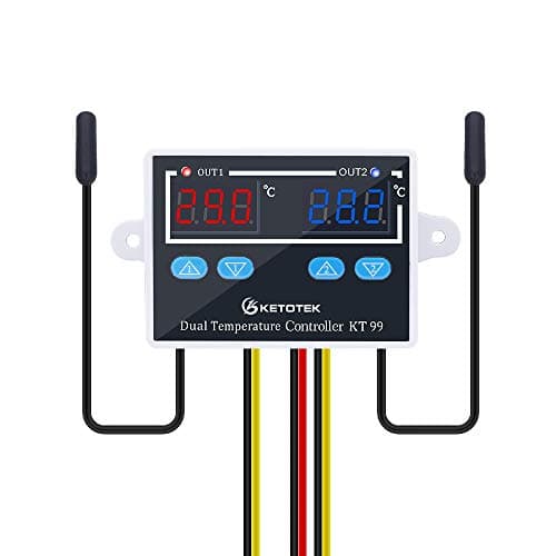 Image of KETOTEK Digital Dual Temperature Controller 220V Heating Cooling with 2 NTC Waterproof Probes Sensors, Thermostat Temperature Switch for Aquarium Freezer Fridge Fish Tank Heater Cooler