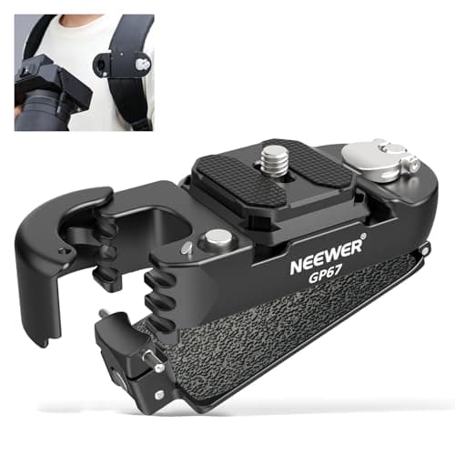 Image of Neewer Backpack Camera Clip Mount with Square QR Plate, Upgraded Safety Latch, Quick Release Camera Belt Clip Backpack Strap Compatible with Peak Design PD QR System Canon Nikon Sony DSLRs, GP67