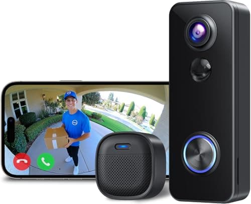Image of XTU Video Doorbell Camera Wireless, 2K HD Smart Door bell Camera Head-to-Toe View, Battery Operated, PIR Motion Detection, Night Vision, 2-Way Audio, SD Card & Cloud Storage, Works with Alexa