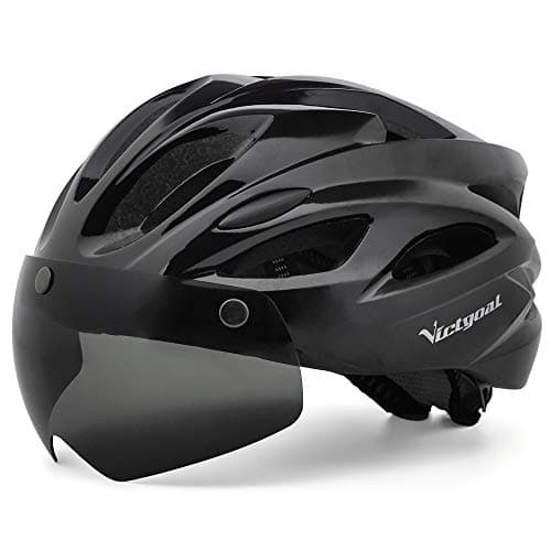 Image of Victgoal Adults Bike Helmet for Men Women Detachable Magnetic Goggle Visor Bicycle Helmet with LED Rear Light Cycling Road Mountain Cycle Helmet (Black)