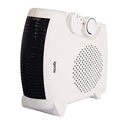 Image of Igenix 2kW Upright & Flat Fan Heater, 2 Heat Settings, Adjustable Thermostat, Overheat Protection, Tip Over Switch, Power Indicator Light