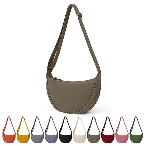 Image of TIAASTAP Crossbody Bags for Women Men Hobos & Shoulder Bags Nylon Crescent Bag Cross Body Bag with Adjustable Strap Solid Color Dumpling Bag for Travel Work School (Green)