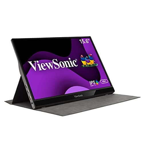 Image of ViewSonic VG1655 16-inch Full HD Portable Monitor with 2 Way Powered 60W USB C, Eye Care, Dual Speakers, Frameless Design with Protective Magnetic Cover