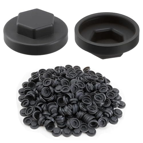 Image of 850Pcs Black Hex Head Screw Caps, Waterproof Plastic Cover Caps for Self-Drilling Roofing Screws, 8mm Recess M8 Hex Nut Covers for Metal Roofing Cladding Fencing Furniture and DIY Projects