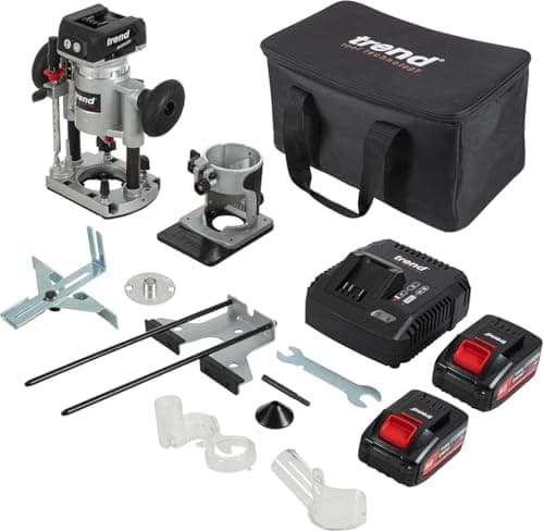 Image of Trend 18V Cordless Plunge & Trim Router Kit, 1/4 Inch Collet, 2 x 5.0Ah Batteries, Enhanced Precision Routing, T18 Range, T18S/R14P1