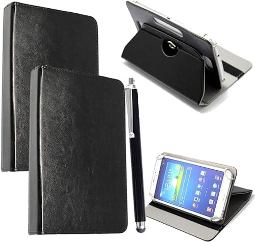 Image of 7inch Tablet Case - Universal PU Leather Stand Folio Case Cover for All 6",6.8",7" Tablets, Fit for Kindle eReaders Fire Tablet- Kobo/Voyaga/Lenovo/Sony E-Book/iPad Mini 5 4 3 2 1 (Black)
