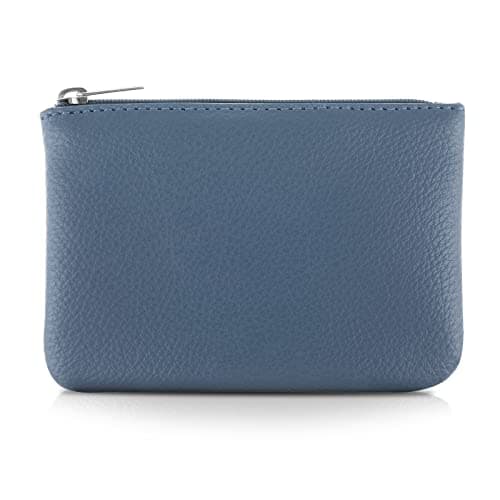 Image of TIESOME PU Lychee Pattern Zipper Coin Purse - Portable Mini Change Wallet for Women, Credit Card ID Key Headset Lipstick Pocket (Blue)