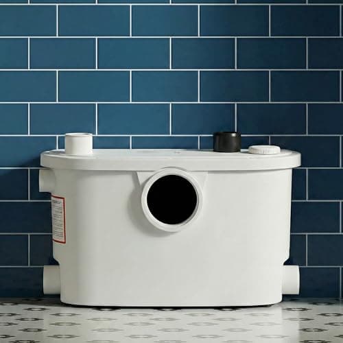 Image of Baystone 400W Domestic Sanitary Macerator Pump – 4 Inlets Waste Water System for Toilet, Shower, Sink & Bath Quiet High-Pressure Sewage Pump IP54 Rated, CE Certified