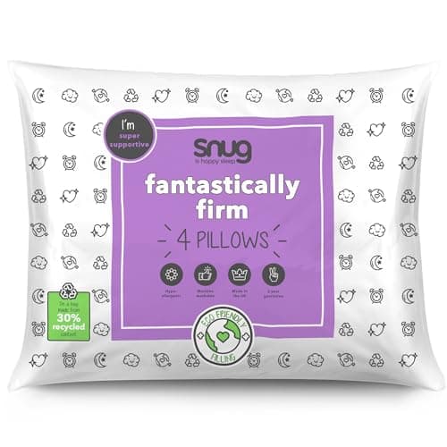 Image of Snug Fantastically Firm Pillows 4 Pack - Pack of 4 Firm Support Side Sleeper Bed Pillows with Supportive Core for Neck and Shoulder Pain Relief - Eco Friendly and Hypoallergenic - 4 Pack