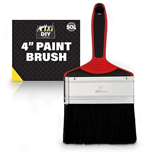 Image of SOL 4 Inch Paint Brushes Decorating Tool Fence Paint Brush Paintbrushes for Walls Decking Sheds Exterior Surfaces DIY Projects Durable Bristles Smooth Finish Easy Grip Handles