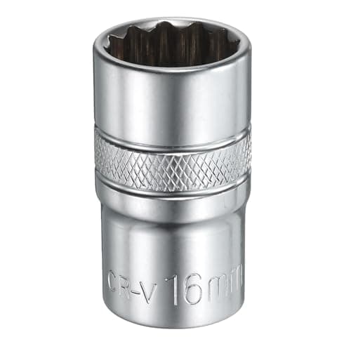 Image of Youzzei 16mm 1/2 Inch Square Drive Socket, 12 Point Metric Socket, Polishing Chrom Vanadium Alloy Steel 16mm Sockets 1/2" Drive for Car Repair Mechanical Maintenance Home Use