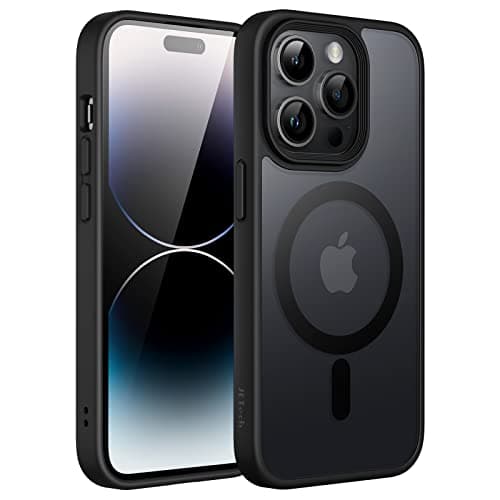Image of JETech Magnetic Case for iPhone 14 Pro Max 6.7-Inch Compatible with MagSafe, Translucent Matte Back Slim Shockproof Phone Cover (Black)